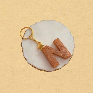 Custom Letter “N” Butterfly Key Chain - Peach Gold